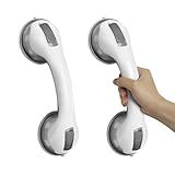 Grab Bars for Bathtubs and Showers, 2 Pack Shower Handles for Elderly with Strong Suction, 12 Inch Bathroom Shower Safety Bars for Seniors and Disabled for Wall
