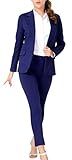 Marycrafts Women’s Two Piece Suits – Business Blazer Pant Suit Set for Work, Professional Outfit, Office Wear, Formal Business Attire 14 Navy