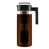 Takeya Deluxe Cold Brew Coffee Maker - BPA-Free Tritan Pitcher with Airtight Leakproof Lid, Silicone Grip Handle, Fine-Mesh Filter - Shatter-Proof, Dishwasher Safe, Made in USA - 2 Quart/Black