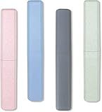Mulbozy Travel Toothbrush Case, Portable Toothbrush Protector Cover, Breathable Wheat Straw Toothbrush Holder for Traveling, Camping, Business, Home, School, Gym, and More - 4 Packs