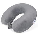 SAIREIDER Travel Pillows for Sleeping Airplane 100% Pure Memory Foam Neck Pillow for Airplanes Washable Cover(Grey)