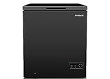 FRIGIDAIRE EFRF5003-BLACK Chest Deep Freezer-Garage-Ready, 5.0 Cu. Ft. Capacity, Black-Adjustable Thermostat-Removable Vinyl Coated Wire Basket-Easy Defrost Drain