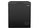 FRIGIDAIRE EFRF5003-BLACK Chest Deep Freezer-Garage-Ready, 5.0 Cu. Ft. Capacity, Black-Adjustable Thermostat-Removable Vinyl Coated Wire Basket-Easy Defrost Drain