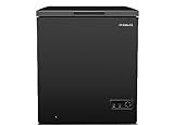 FRIGIDAIRE EFRF5003-BLACK Chest Deep Freezer-Garage-Ready, 5.0 Cu. Ft. Capacity, Black-Adjustable Thermostat-Removable Vinyl Coated Wire Basket-Easy Defrost Drain
