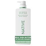Native Lily Milk & White Sage Scent 24-Hour Moisturizing Bodywash for Women & Men, Clean & Gentle, for Dry or Sensitive Skin, Keeps Skin Healthy & Smooth, Free of Sulfates, Cruelty-Free, 18 oz