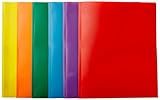 Amazon Basics Heavy Duty Plastic Folders with 2 Pockets for Letter Size Paper, Assorted Colors, Pack of 6