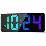 LED Digital Wall Clock with Large Display, Big Digits, Auto-Dimming, 12/24Hr Format, Modern Electric Small Silent Wall Clock for Living Room, Bedroom, Classroom, Farmhouse, Kitchen, Office - RGB