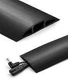 Bates- Floor Cord Cover, 12ft, Cable Cavity 0.6" (W) x 0.31" (H), Heavy Duty Wire Protector, PVC Extension Cords Hider, Protect Cords, Prevent Cable Trips, Cord Hider for Office, Home, Outdoor
