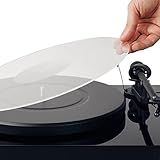 Hudson Hi-Fi Acrylic Turntable Mat – 11.75” Anti-Static Turntable Slipmat with Label Recess – 1/8” Thick Acrylic Platter Mat for Vinyl LP Record Players – Transparent