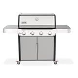 Weber Genesis S-415 Liquid Propane Gas Grill for Outdoor Cooking, Stainless Steel, 4 Burners – Stainless Steel Cooking Grates & PureBlu Burners