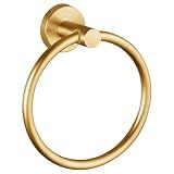 Towel Ring, Bathroom Hardware Accessories, Wall-Mounted Towel Ring, Simple Round Stainless Steel Towel Rack, for Bathroom and Kitchen (Gold)