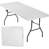 FDW Folding Half Portable Foldable Table for Parties Backyard Events (White, 6 FT 70 * 29) (White, 6 FT)