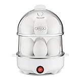 bella Rapid Electric Egg Cooker and Poacher with Auto Shut Off for Omelet, Soft, Medium and Hard Boiled Eggs, 14 Egg Capacity Tray, Double Stack, White