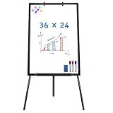 Maxtek Easel Whiteboard 36 x 24, Stand Tripod with Height Adjustable, Black