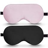 BeeVines 100% Real Mulberry Silk 2 Pack Sleep Mask, Natural Pure Silk Eye Masks with Adjustable Strap for Sleeping, 100% Block Light Eye Sleep Shade Cover, Reduces Puffy Eyes Traveling Gifts