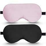 BeeVines 100% Real Mulberry Silk 2 Pack Sleep Mask, Natural Pure Silk Eye Masks with Adjustable Strap for Sleeping, 100% Block Light Eye Sleep Shade Cover, Reduces Puffy Eyes Traveling Gifts