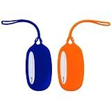Backpack Name Tags for Kids Set of 2, Silicone Luggage Tag, Blue+Orange