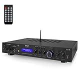 Pyle 5-Channel Rack Mount Bluetooth Receiver & Home Theater Amp - 200W Speaker Amplifier with MP3/USB/SD/AUX/FM - Digital ID3 LCD Display - Wireless Streaming - Built-In Microphone Input - PDA7BU