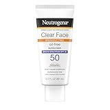 Neutrogena Clear Face Sunscreen Lotion for Acne-Prone Skin, Broad Spectrum SPF 50 Facial Sunscreen for Oily Skin, Oil-, Fragrance- & Oxybenzone-Free Water Resistant Sunscreen, 3 fl. oz