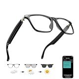 Giinova Ai Translation Smart Glasses with Chat GPT Bluetooth for Men Women with 140 Language Color-Change Lens Clear Headphone with Speaker Sunglasses,Travel Meeting Trade Business