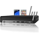 HP Elite 805 Mini PC Desktop, AMD Ryzen 5 (6 Core 12 Threads), Ultra-Quiet Design, 16GB RAM, 512GB PCIe SSD, Dual 4K Display Support, USB-C, Bluetooth 5.2, Wi-Fi 6, Keyboard and Mouse, Windows 11 Pro
