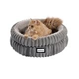 BALANCE Cat Bed Kitten Bed, Washable Round Cat Beds for Indoor Cats, Super Soft Plush Faux Fur Pet Bed for Puppy and Kitten with Anti-Slip Bottom