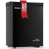 DEMULLER Deep Freezer Chest 3.5 Cubic Feet Freezers with Temperature Display Panel Mini Freezer with Removable Basket Suitable for Apartment Garage Dorm BLACK