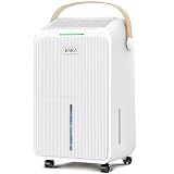 KNKA 2500 Ft² Max 34 Pints Dehumidifier for Basement with Drain Hose, White