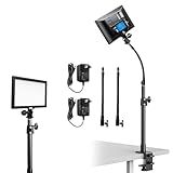 2 Packs LED Video Key Light,Streaming Light Dimmable Bi-Color 3200-5600k Video Conference Lighting with Gooseneck Tubes Desk Panel Lights for Podcast/Streaming/Gaming/Zoom Call/Broadcast/YouTube