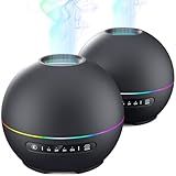 THIMONES 2 Pack Essential Oil Diffuser for Home - 200ml Ultrasonic Aromatherapy Diffuser with 4 Timers & 7 Colors Night Lights, 20dB Quiet Working for 10 Hours (Black+Black)