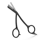 BEZOX Eyebrow Scissors with Comb - Stainless Steel Eyebrow Trimmer for Women and Men, Precision Eye Brow Comb Scissors, Sleek Eyebrows Shaping Grooming Kit - Black