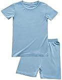 TongKiKi Baby Clothes BABY 2T-10Y Toddler Kids Girls Boys Soft Comfy Short Sleeve Pants and Shirts 2pcs Set Summer Clothing,Haze Blue,6-7 Years
