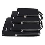 BAGAIL 4 Set/6 Set/8 Set Compression Packing Cubes Travel Accessories Expandable Packing Organizers (Cloth Pattern, 4-Black)