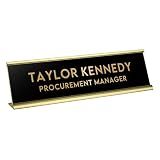 Personalized Desk Name Plate – Custom Engraved Office Desk Name Plate with Name & Title, Aluminum Desk Name Plate for Office, Executive Desk, Reception & Home Office Décor, Multiple Colors & Fonts (2x8, 2x10)