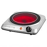 OVENTE Electric Infrared Single Burner, 1000W Hot Plate, Silver BGI101S