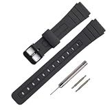TPU Watch Strap Replacement for Casio F-91W/F-84/F-94/F-105/F-108/A-158watch bands for men and Women(Black/Black Buckle)