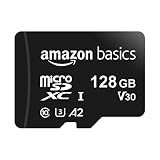 Amazon Basics microSDXC Memory Card with Full Size Adapter, A2, U3, Read Speed up to 100 MB/s, 128GB, Black
