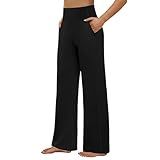 FireSwan Yoga Pants Women Wide Leg Pants High Waist Stretch Dress Loose Casual Lounge Sweatpants with Pockets Black