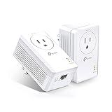 TP-Link AV1000 Powerline Ethernet Adapter Kit (TL-PA7017P KIT) - Passthrough, Noise Filtering, Gigabit Port, Plug Pair & Play, Network Adapter