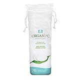 Organyc 100% Organic Cotton Rounds - Biodegradable Cotton, Chemical Free, For Sensitive Skin (70 Count) - Daily Cosmetics. Beauty and Personal Care