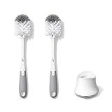 OXO Tot Baby Bottle Brush with Nipple Cleaner and Stand, Gray 2-Pack