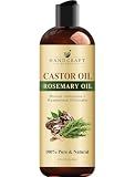 Handcraft Blends Castor Oil with Rosemary Oil 8 Fl Oz | 100% Pure and Natural | Premium Grade Carrier Oil | Hair, Eyelashes and Eyebrows | Hair and Body