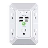Wall Charger, Surge Protector, QINLIANF 5 Outlet Extender with 4 USB Ports