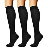 CHARMKING Compression Socks for Women & Men Circulation (3 Pairs) 15-20 mmHg is Best Support for Athletic Running Cycling (L/XL, Black)