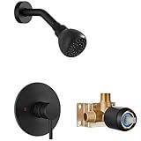 GBBNE Shower Faucet with Valve, Shower Valve Kit and Head, Single Handle Shower Faucet Set with Rough-In Valve, Shower Trim Kit, Matte Black