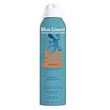 BLUE LIZARD Sport Mineral Sunscreen Spray SPF 50+, Dermatologist-Recommended Brand, Broad-Spectrum UVA/UVB Protection, Water-Resistant, Zinc Oxide Formula, Vegan, 5 fl oz