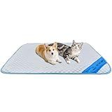 Pet Cooling Mat for Dogs & Cats – Ice-Silk Breathable Washable Foldable Cooling Blanket, Durable Portable Non-Slip Dog Bed for Crate, Kennel, Car & Outdoor Use, Blue (Small)