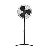 Emerson FAO1605 Portable 85.5 Degree Oscillating Pedestal Fan, 3 Speed Settings with Adjustable Tilt and Height Adjustable from 37.5 to 49.5 Inches, Black