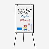 DUMOS White Board Easel 36 x 24 Inches, Magnetic White Board Dry Erase, Porbable Boards Height Adjustable, Dry Erase Board with Stand for School, Office and Home, Silver Aluminium Frame, Black
