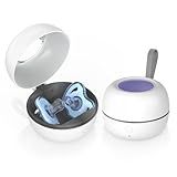 Zyntieu Portable Pacifier Sanitizer, UV Light Sanitizer Box, 99.99% Cleaned in 3 Minutes, 90 Disinfection Cycles, USB Rechargeable, Baby Pacifier Sanitizer On the Go (Large White)